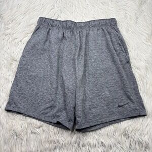 Nike Yoga Men's L Heathered Gray Fit Athletic Shorts Pockets Lounge